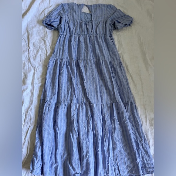 Mod Ref Blue and White Tiered Ruffled Maxi Sundress - Picture 7 of 7